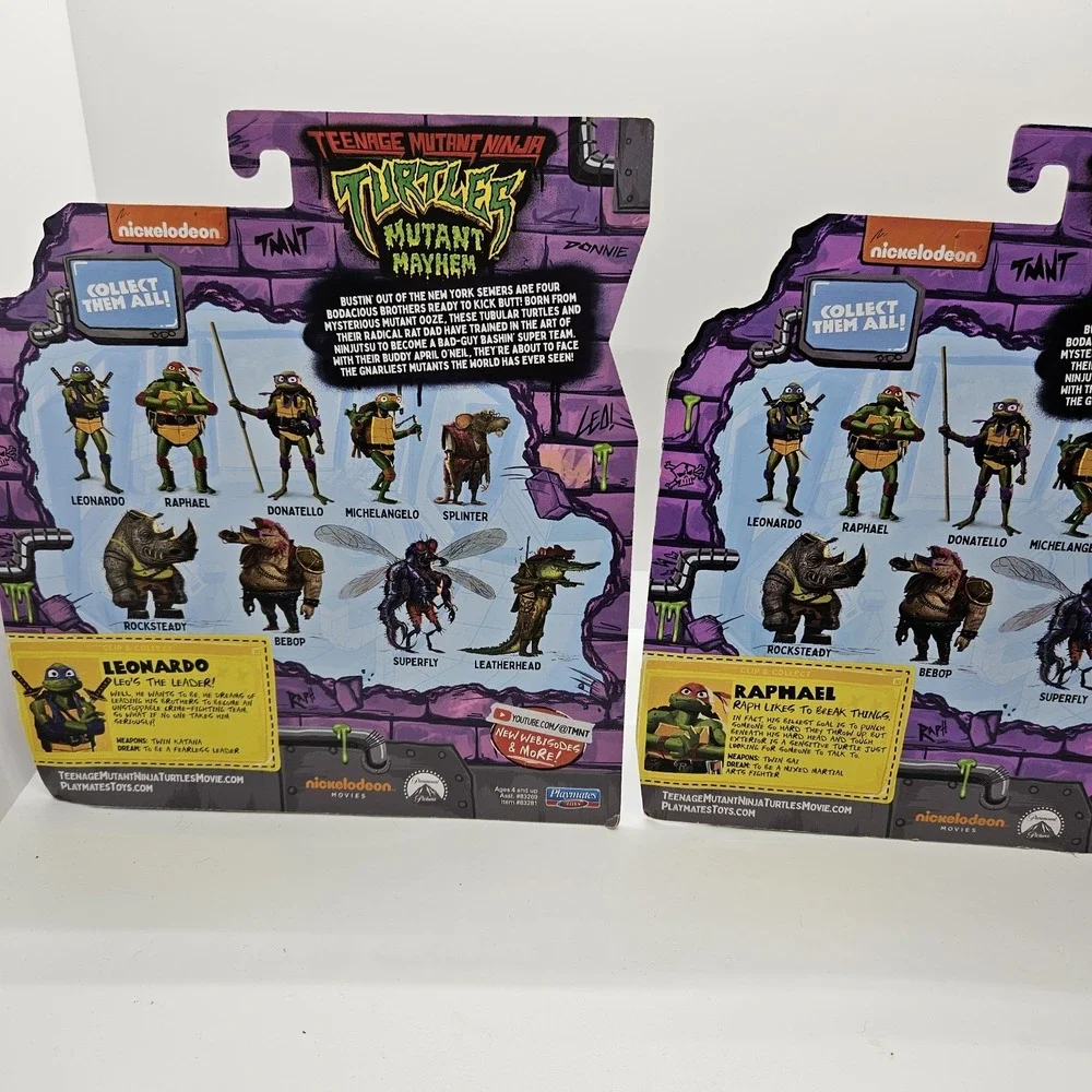 Lot of 2 TMNT Mutant Mayhem Action Figures Leonardo & Raphael –‎ Sealed NEW